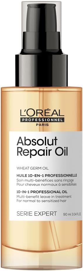 L’Oréal Professionnel | Absolut Repair Oil multi-benefit leave in treatment | For dry and damaged hair | | Repairs & Hydrates Dry, Damaged Hair | With Protein and Gold Quinoa | SERIE EXPERT | 90ml