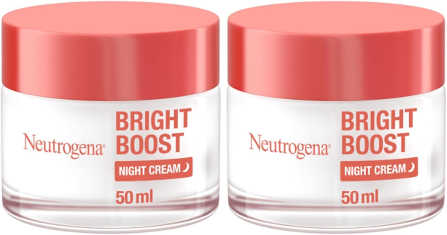 Neutrogena Bright Boost Night Gel Cream, 50ml, energizes dull skin, non-comedogenic, alcohol-free, formulated with Neoglucosamine for brighter, smoother skin