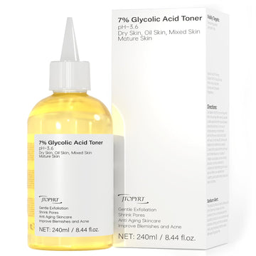 Glycolic Acid 7% Exfoliating Toner: Glycolic Acid Toner Gently Exfoliates 240ml - Toning Solution Reduces Skin Blemishes