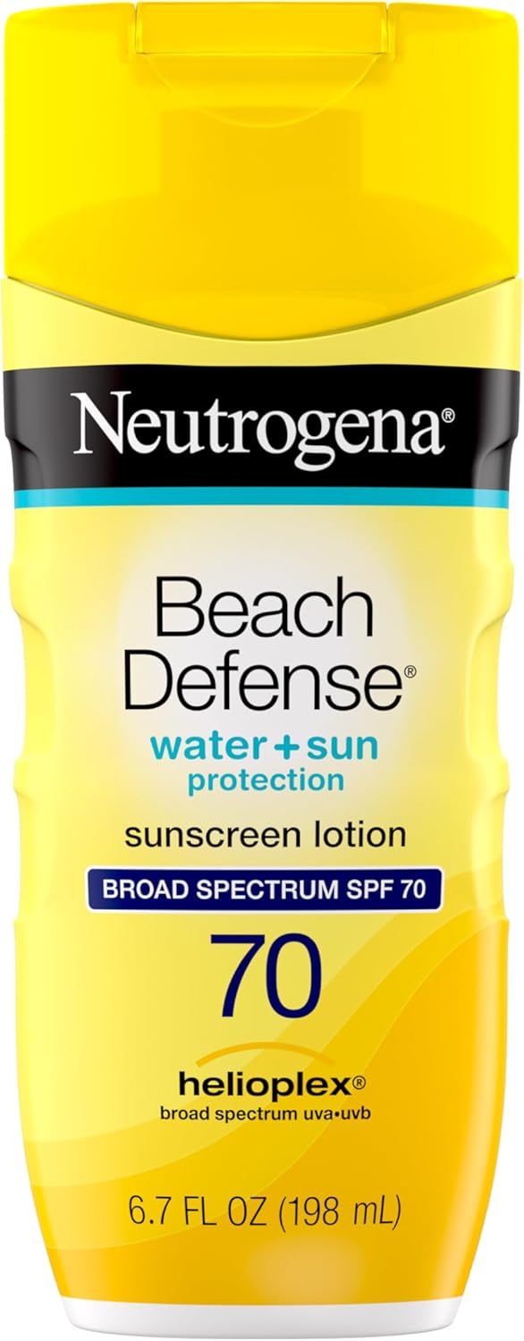 Neutrogena Beach Defense Water Resistant Sunscreen Body Lotion with Broad Spectrum SPF 70, Oil-Free and Fast-Absorbing, 6.7 oz