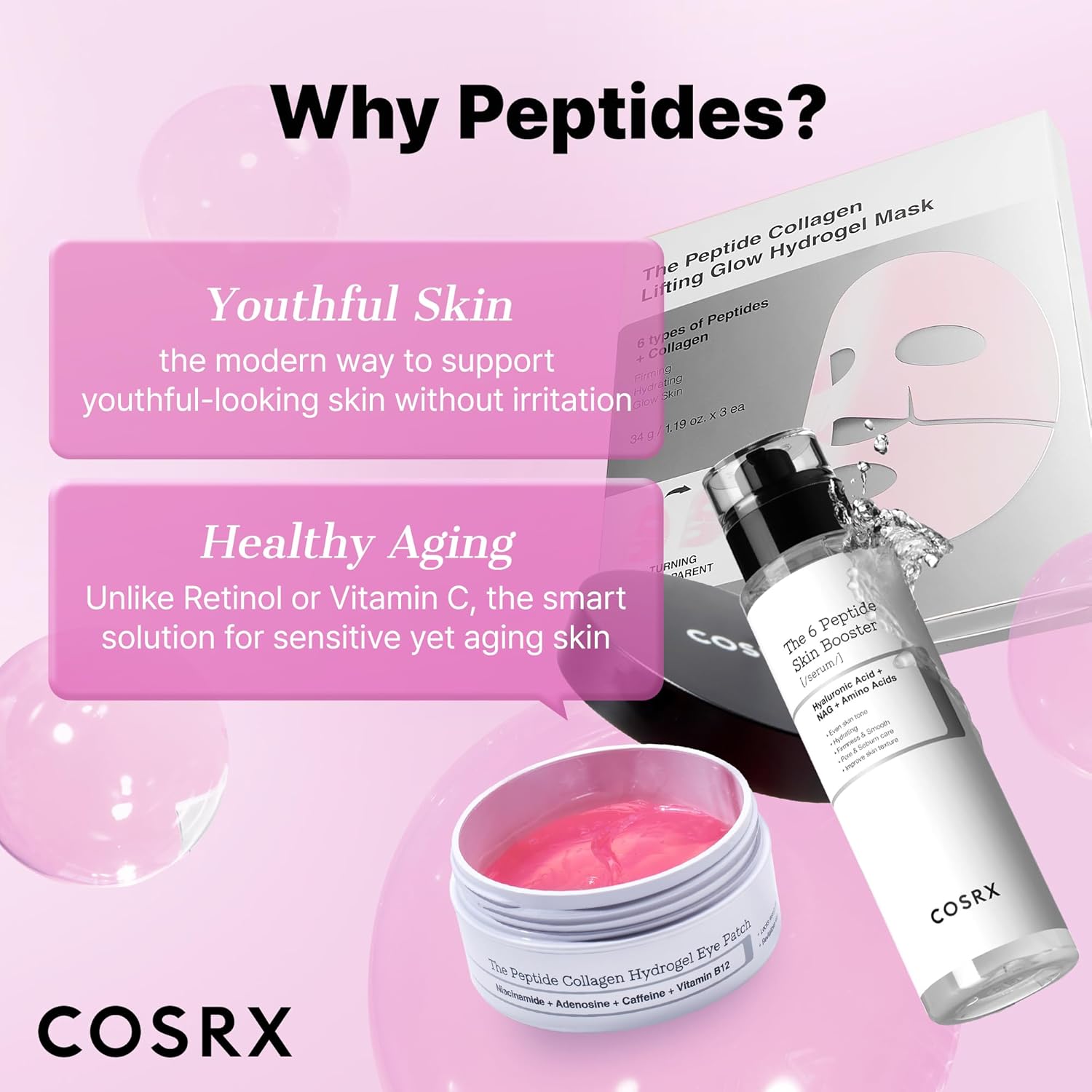 COSRX 6 x Peptide Collagen Booster Toner Serum 150 ml / 5.07 Fl.Oz, Skin Renewal Boosting Facial Essence, Niacinamide & Hyaluronic Acid for All Skin Types, Korean Skincare, Paraben Free