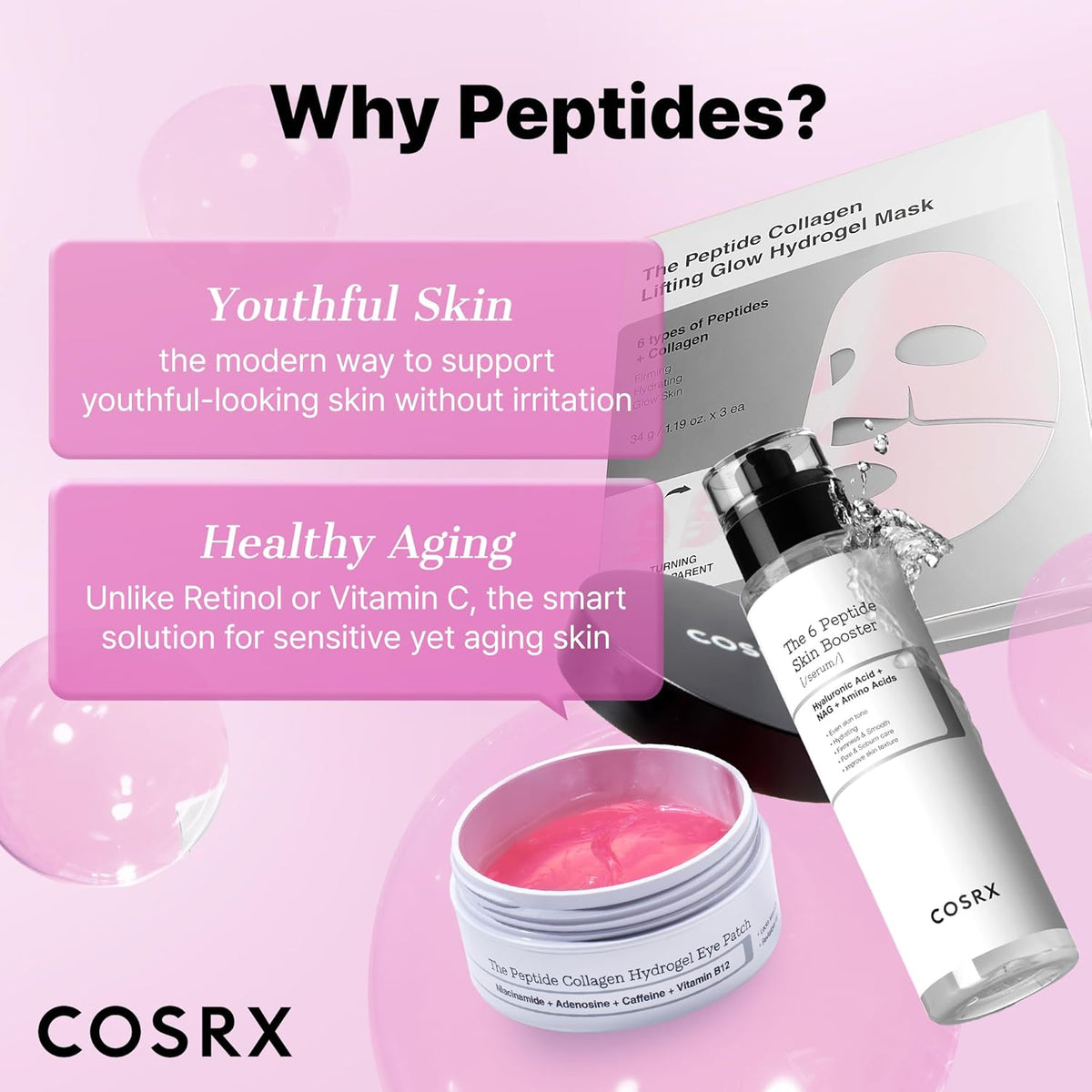 COSRX 6 x Peptide Collagen Booster Toner Serum 150 ml / 5.07 Fl.Oz, Skin Renewal Boosting Facial Essence, Niacinamide & Hyaluronic Acid for All Skin Types, Korean Skincare, Paraben Free