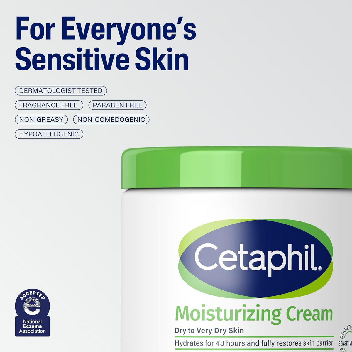 Cetaphil Moisturizing Cream, Face & Body Moisturizer for Men & Women, Dry to Very Dry and Sensitive Skin, Unscented, 453g