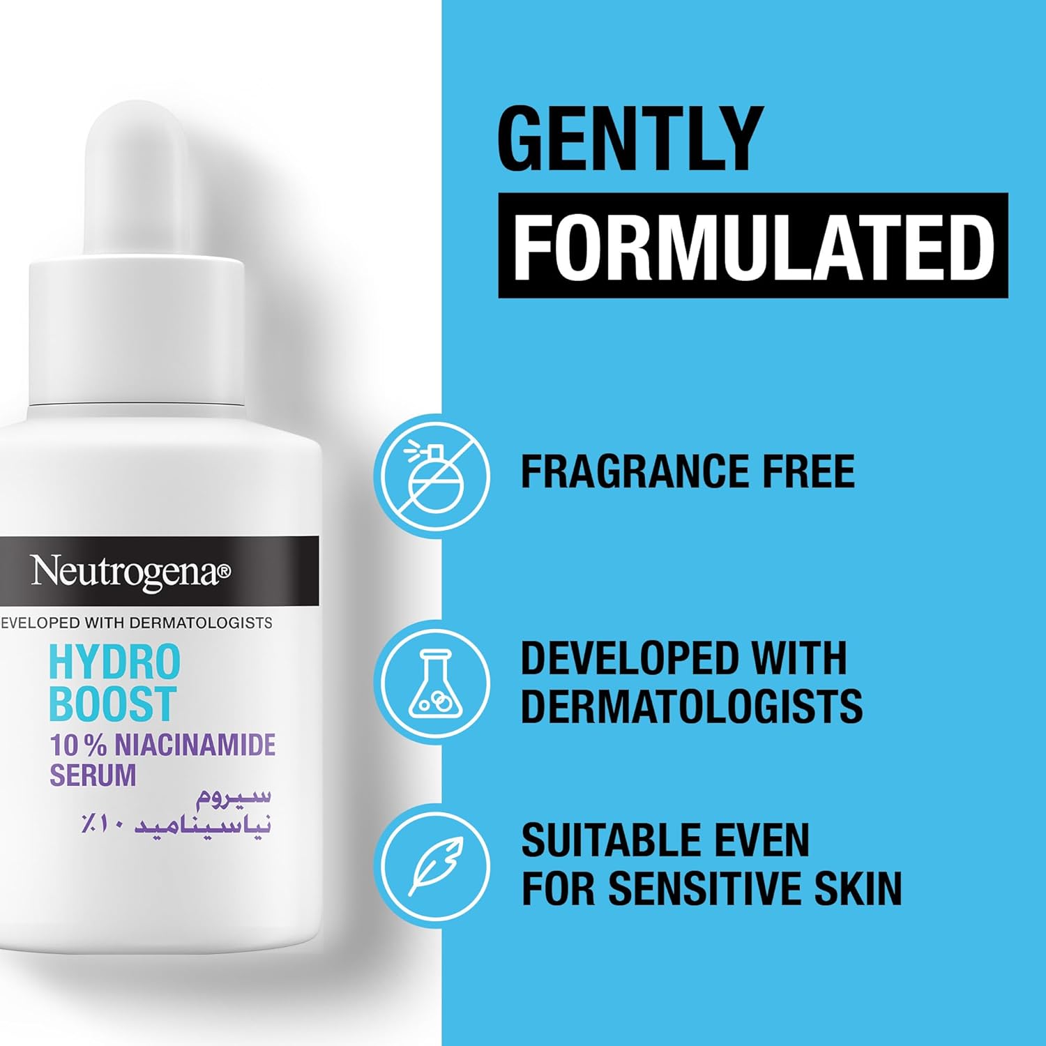 Neutrogena Hydro Boost 10% Niacinamide Face Serum, with Hyaluronic Acid, Visibly Brightens & Minimizes Pores in 4 Weeks, Hydrates in Just 1 Use, Fragrance Free, for All Skin Types, 30ml