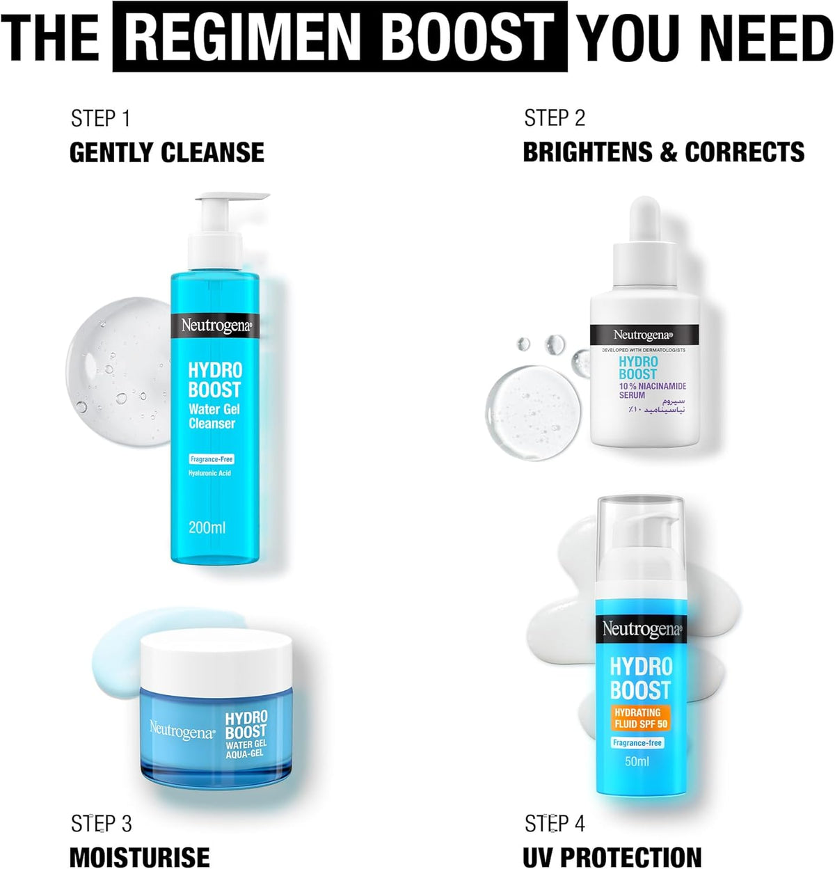 Neutrogena Hydro Boost 10% Niacinamide Face Serum, with Hyaluronic Acid, Visibly Brightens & Minimizes Pores in 4 Weeks, Hydrates in Just 1 Use, Fragrance Free, for All Skin Types, 30ml