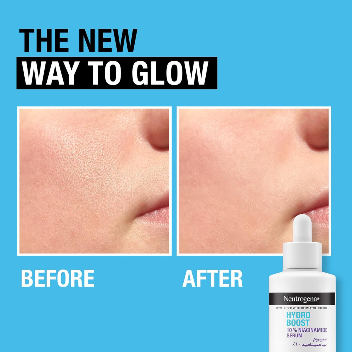 Neutrogena Hydro Boost 10% Niacinamide Face Serum, with Hyaluronic Acid, Visibly Brightens & Minimizes Pores in 4 Weeks, Hydrates in Just 1 Use, Fragrance Free, for All Skin Types, 30ml